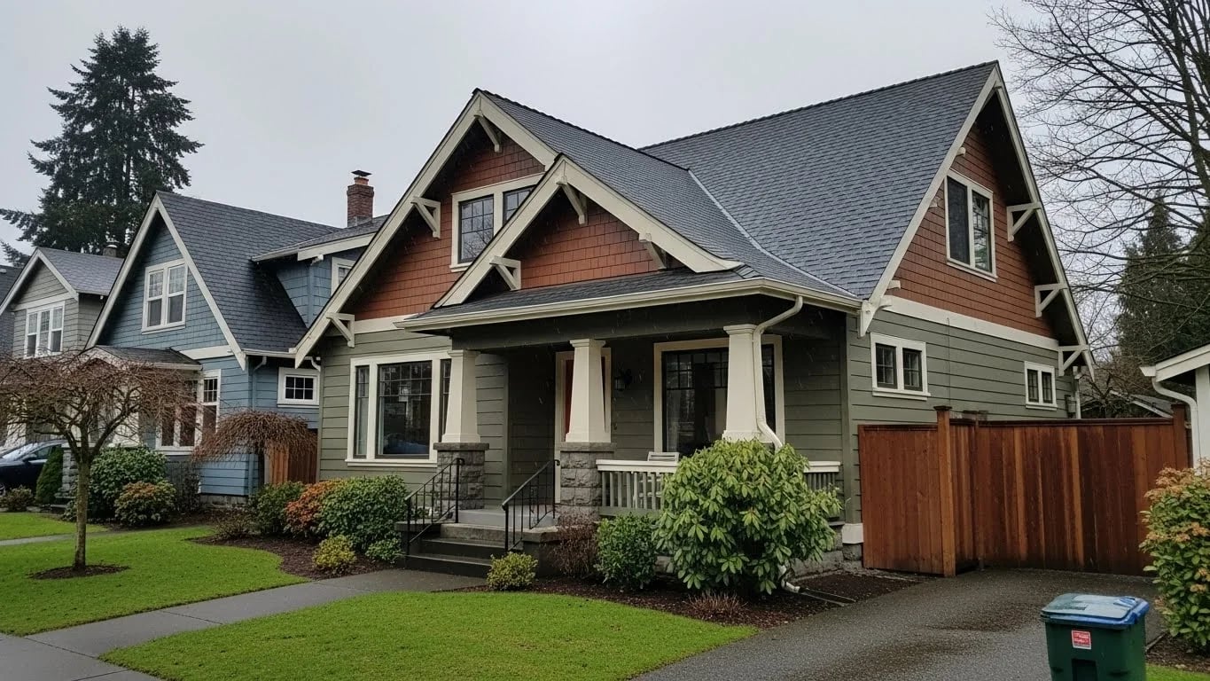 A charming residential home in Vancouver, WA, illustrating the importance of budgeting for winter home maintenance and repairs.